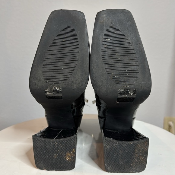 PRINCESS POLLY BLACK CROC EMBOSSED PLATFORM ANKLE BOOTS - Picture 12 of 15